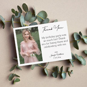 Carte De Correspondance merci de style pour photo de sweet 16