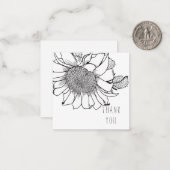 Carte De Correspondance Merci de tournesol monochrome gras (Devant/Arrière en situation)