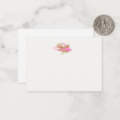 Carte De Correspondance Merci d'hirondelle rose rétro (Devant/Arrière en situation)