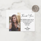 Carte De Correspondance merci doux 16 anniversaire simple photo (Devant/Arrière en situation)