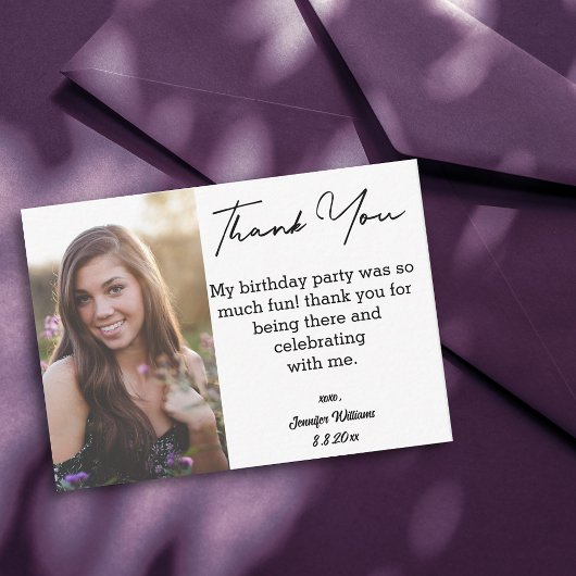 Carte De Correspondance merci doux 16 anniversaire simple photo