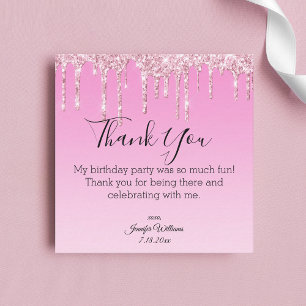 Carte De Correspondance merci doux 16 parties scintillant à goutte rose él
