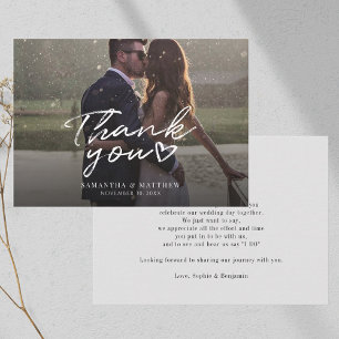 Carte De Correspondance Merci du jour de mariage avec une photo moderne