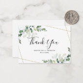 Carte De Correspondance MERCI du Mariage de feuillage vert Eucalyptus BUDG (Devant/Arrière en situation)