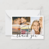 Carte De Correspondance merci écriture chic 4 photo collage mariage (Devant)