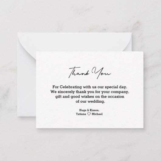 Carte De Correspondance merci écriture mariage 4 photos collage (Dos)