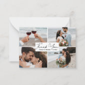 Carte De Correspondance merci écriture mariage 4 photos collage (Devant)