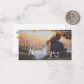 Carte De Correspondance merci écriture moderne mariage photo (Devant/Arrière en situation)