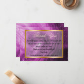 Carte De Correspondance Merci et marbre rose, cadre or (Devant/Arrière en situation)