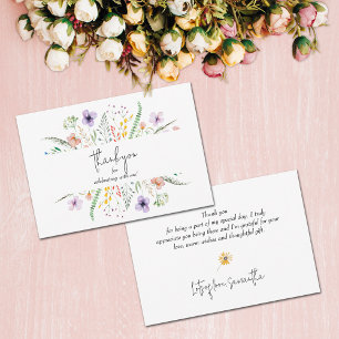 Carte De Correspondance Merci Fête des mariées fleur sauvage