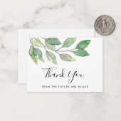 Carte De Correspondance Merci Fête des mariées verdoyant (Devant/Arrière en situation)