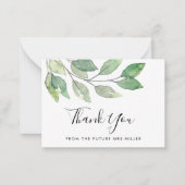 Carte De Correspondance Merci Fête des mariées verdoyant (Devant)