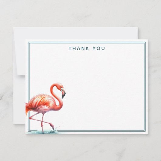 Carte De Correspondance Merci Flamant rose aquarelle (Devant)