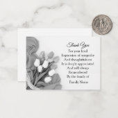 Carte De Correspondance Merci Fleur De Tulipe Noire Et Blanc (Devant/Arrière en situation)