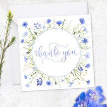 Merci Fleur sauvage bleu pâle Police de script jol