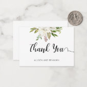 Carte De Correspondance MERCI Floral Blanc Blancs Élégant BUDGET (Devant/Arrière en situation)