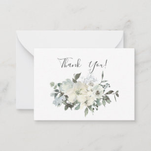 Carte De Correspondance Merci floral bleu et blanc
