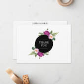 Carte De Correspondance Merci floral moderne (Devant/Arrière en situation)