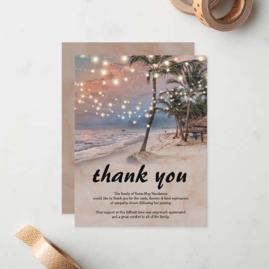 Carte De Correspondance Merci funéraire de plage (Devant/Arrière en situation)