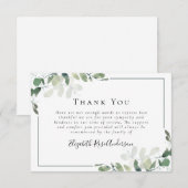 Carte De Correspondance Merci funéraire de Sympathy Eucalyptus (Devant / Derrière)