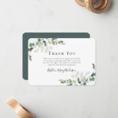 Carte De Correspondance Merci funéraire de Sympathy Eucalyptus (Devant/Arrière en situation)