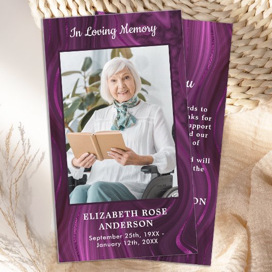 Carte De Correspondance Merci funéraire en marbre violet moderne