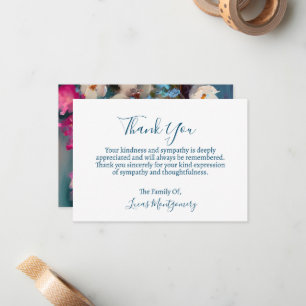 Carte De Correspondance Merci funéraire floral turquoise, Sympathie