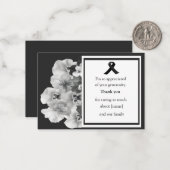 Carte De Correspondance Merci funéraire noir et blanc (Devant/Arrière en situation)