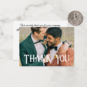 Carte De Correspondance merci gay mariage photo code qr (Devant/Arrière en situation)