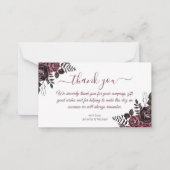 Carte De Correspondance merci gothique floral mariage moderne rouge script (Devant)