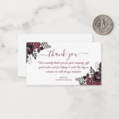 Carte De Correspondance merci gothique floral mariage moderne rouge script (Devant/Arrière en situation)