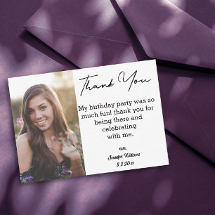 Carte De Correspondance merci joyeux 16e anniversaire simple photo