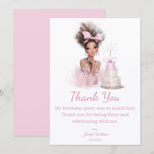 Carte De Correspondance merci joyeux anniversaire robe rose chic