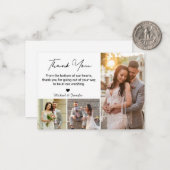 Carte De Correspondance merci mariage 3 photos collage simple moderne (Devant/Arrière en situation)