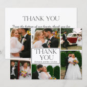 Carte De Correspondance merci mariage 6 photos collage élégant (Devant / Derrière)