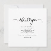 Carte De Correspondance Merci Mariage à lettres main photo mignon (Dos)