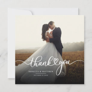 Carte De Correspondance Merci Mariage à lettres main photo mignon
