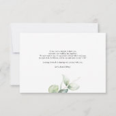 Carte De Correspondance Merci Mariage à lettres mains Eucalyptus (Dos)