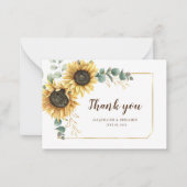 Carte De Correspondance Merci Mariage Budget Sunflower Eucalyptus (Devant)