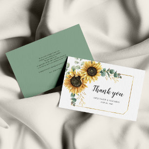 Carte De Correspondance Merci Mariage Budget Sunflower Eucalyptus 
