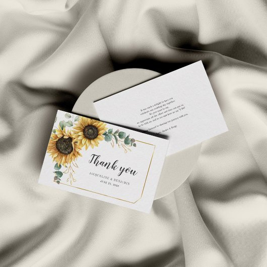 Carte De Correspondance Merci Mariage Budget Sunflower Eucalyptus 