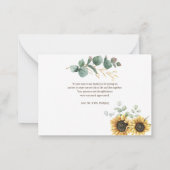 Carte De Correspondance Merci Mariage Budget Sunflower Eucalyptus  (Dos)