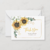 Carte De Correspondance Merci Mariage Budget Sunflower Eucalyptus  (Devant)