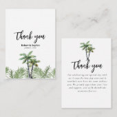 Carte De Correspondance Merci Mariage d'aquarelle moderne Palm Tree (Devant / Derrière)