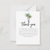 Carte De Correspondance Merci Mariage d'aquarelle moderne Palm Tree (Dos)