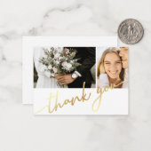 Carte De Correspondance merci, mariage de calligraphie or moderne collage (Devant/Arrière en situation)