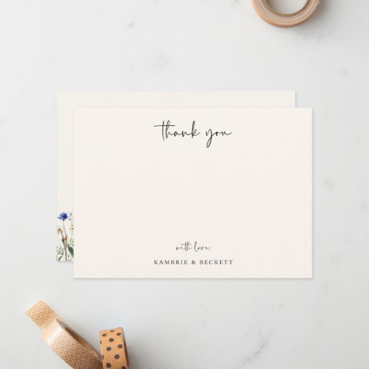 Carte De Correspondance Merci Mariage de prairie sauvage (Devant/Arrière en situation)