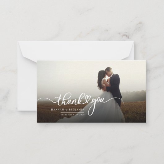 Carte De Correspondance Merci Mariage de script à la main (Devant)