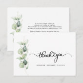 Carte De Correspondance Merci Mariage de script de verdure aquarelle (Devant / Derrière)
