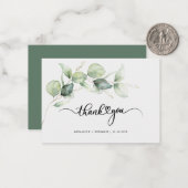 Carte De Correspondance Merci Mariage de script moderne à la main (Devant/Arrière en situation)